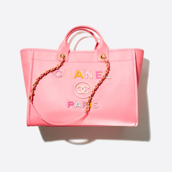 샤넬 대형 쇼핑백 커프스킨, 에나멜, 골드 메탈 Coral - Pink A66941 B08030 NH621