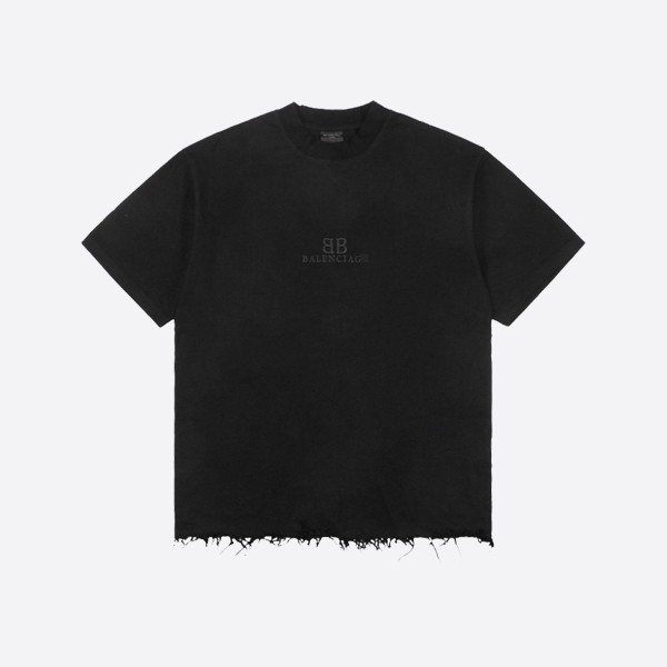 발렌시아가 BB 클래식 크롭드 티셔츠 오버사이즈 블랙