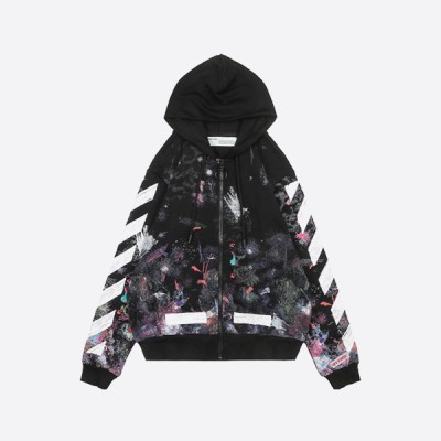 오프화이트 갤럭시 브러쉬드 집업 후드 블랙