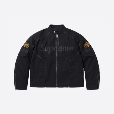 슈프림 x 밴슨 가죽 로고 패치 지퍼업 아메리카나 재킷