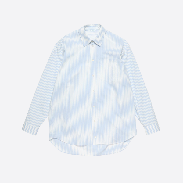 뒷면에 세로 줄무늬와 레터링이 있는 Acne Studios 긴팔 셔츠