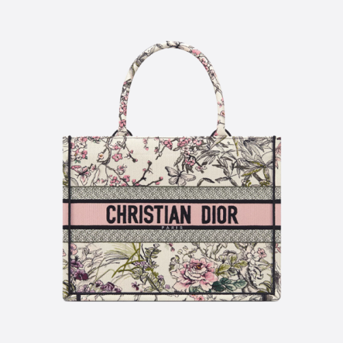 디올 오리지널 캔버스 자수 로즈 쇼핑백 M1296ZEZF_M20E