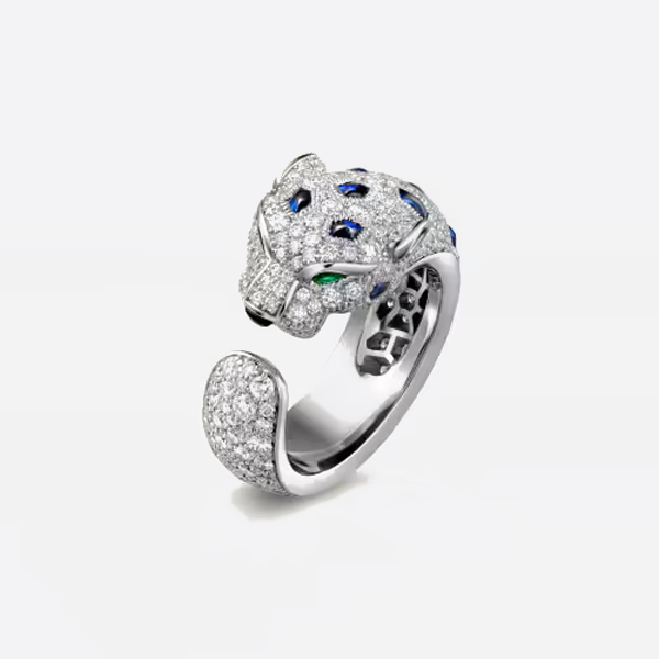 까르띠에 팬서 헤드 블랙 앤 화이트 다이아몬드 반지 N4805000