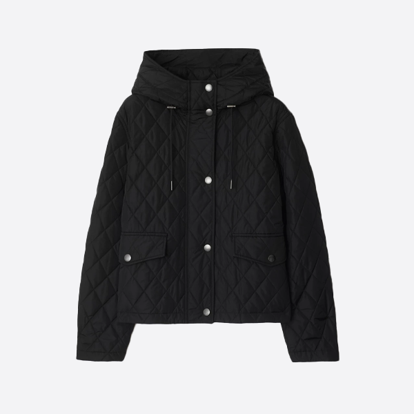 버버리 다이아몬드 퀼팅 후드 재킷 블랙
