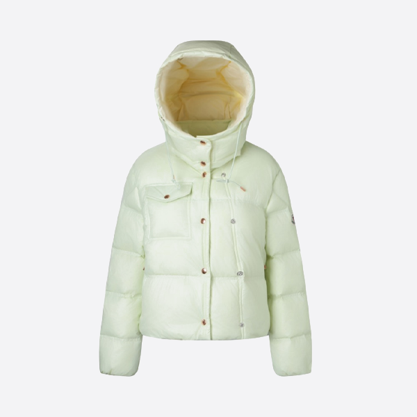 몽클레르 로고 후드 다운 재킷 민트 그린