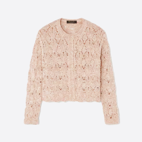 로로 피아나 레이스 니트 캐시미어 카디건