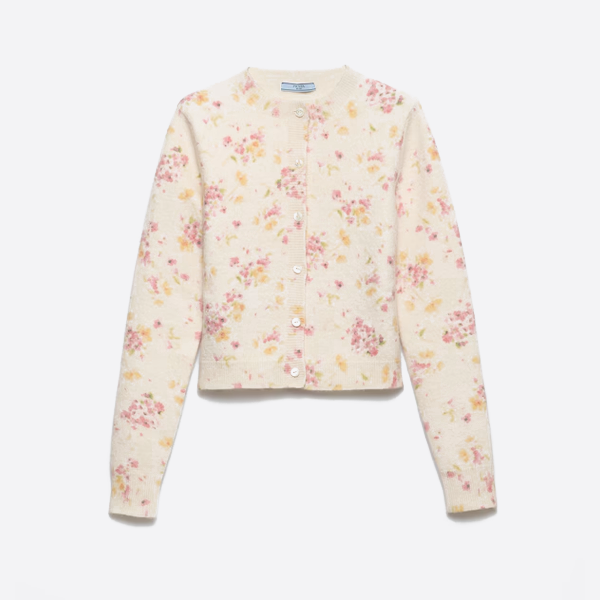 프라다 플로럴 모헤어 울 카디건