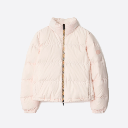 Burberry Reversible Down Jacket with Vintage Check Trim pink