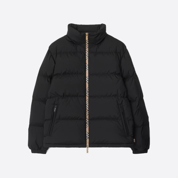 Burberry Reversible Down Jacket with Vintage Check Trim  Black