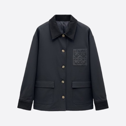LOEWE Suede-Trim Anagram Jacket black