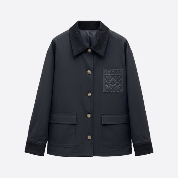 LOEWE Suede-Trim Anagram Jacket black