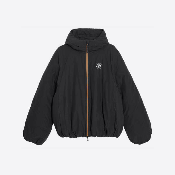 loewe x on collaboration orange zipper hooded down jacket
