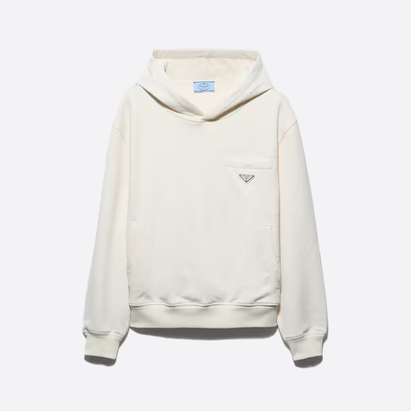 Prada fake pocket triangle iron badge hooded sweatshirt