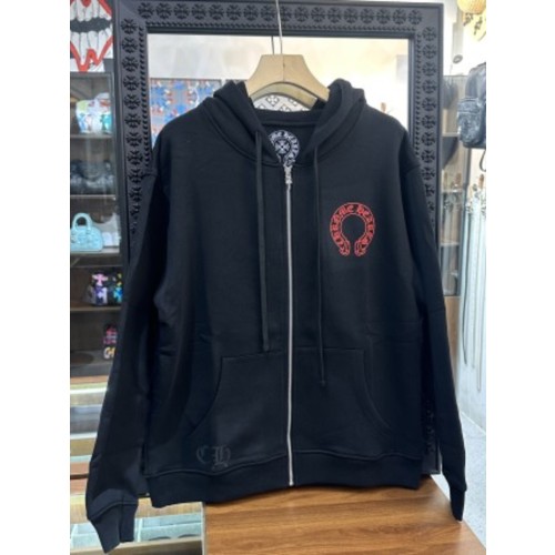 크롬하츠 레드 호스슈 팬텀 크로스 프린트 집업 스웨트셔츠 재킷 120308