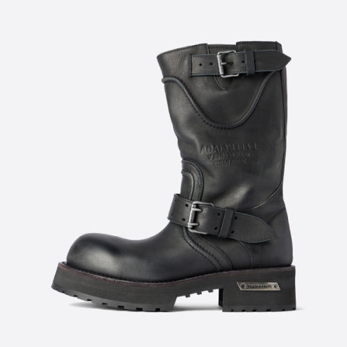 발렌시아가 송아지 가죽 라운드 토 버클 미드 카프 부츠 833585WCAL11080