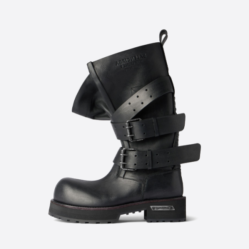 발렌시아가 송아지 가죽 라운드 토 버클 하이 부츠 833594WBEQ11000