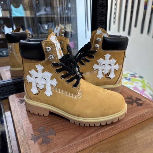 크롬하츠 리버시블 크로스 패널 가죽 옐로우 부츠