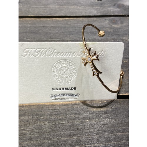 크롬하츠 22k 골드 풀 다이아몬드 티어드롭 크로스 브레이슬릿