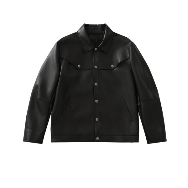 크롬하츠 새 가죽 재킷, 큰 자수 소매