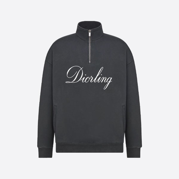 디올 플록 그래피티 하프 지퍼 스웨트셔츠