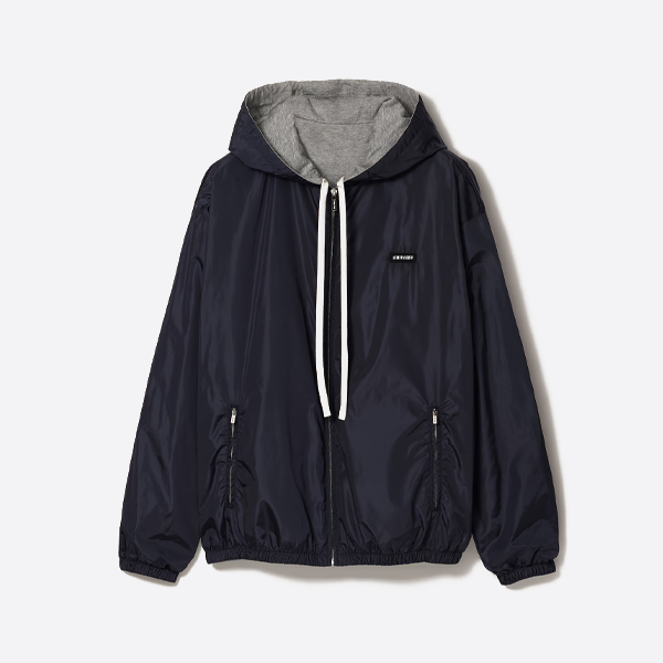 미우미우 패치 리버시블 지퍼업 후드티