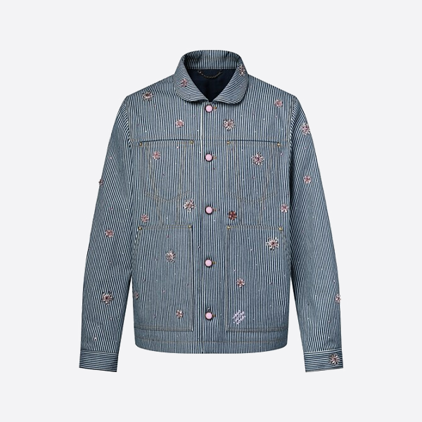 루이비통 스트라이프 헤비 라인스톤 워크 재킷