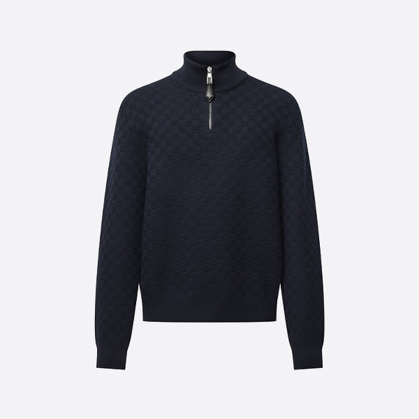 루이비통 하프 지퍼 체커보드 니트 스웨터