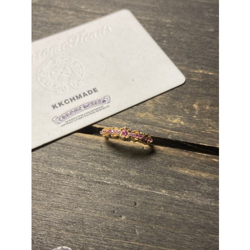 크롬하츠 22k 핑크 다이아몬드 내로우 크로스 플라워 링