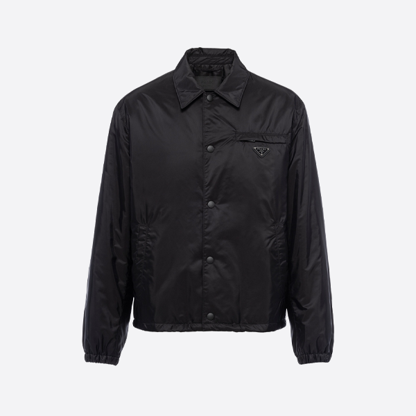 프라다 재활용 나일론 트라이앵글 마이크로 로고 라펠 재킷