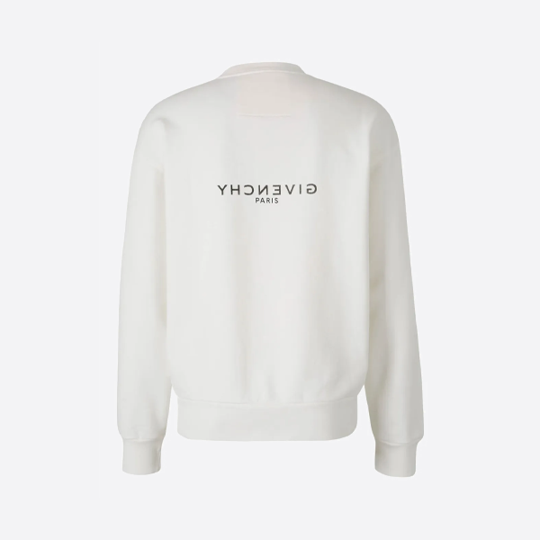 지반시 리버스 레터 프린트 라운드 넥 스웨트 셔츠 화이트