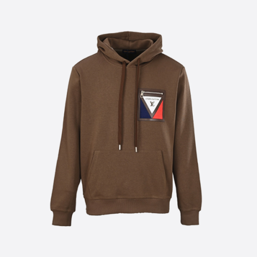 루이비통 지퍼 페이크 포켓 후드 브라운