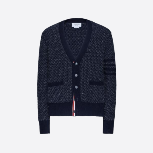 톰 브라운 텍스처드 니트 카디건 스웨터 블랙