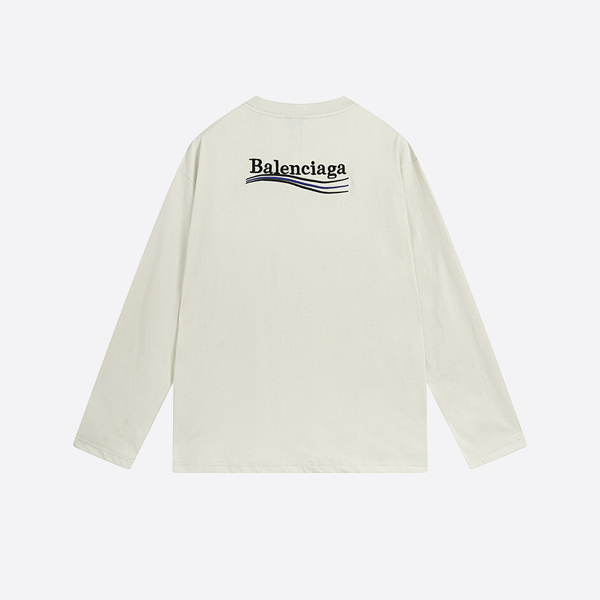 발렌시아가 코크 자수 긴팔 티셔츠 화이트