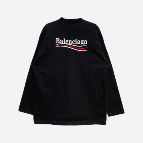 발렌시아가 코크 자수 긴팔 티셔츠 블랙