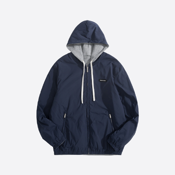 작은 로고 패치가 있는 Miu Miu 양면 후드 재킷