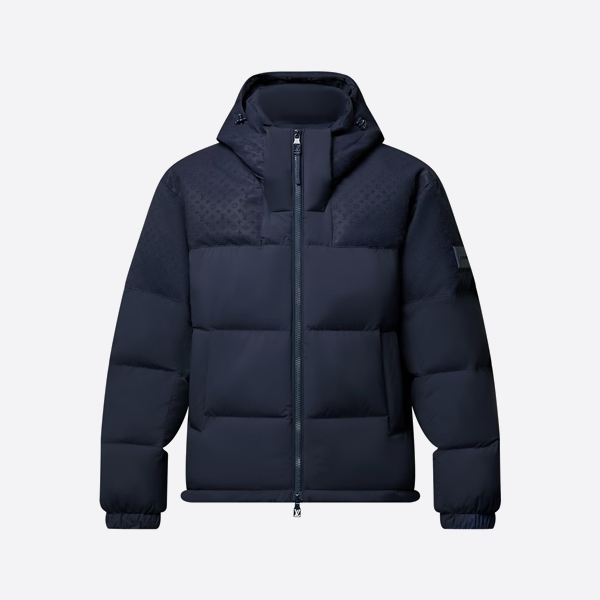 루이비통 3D 자카드 후드 다운 재킷 블루