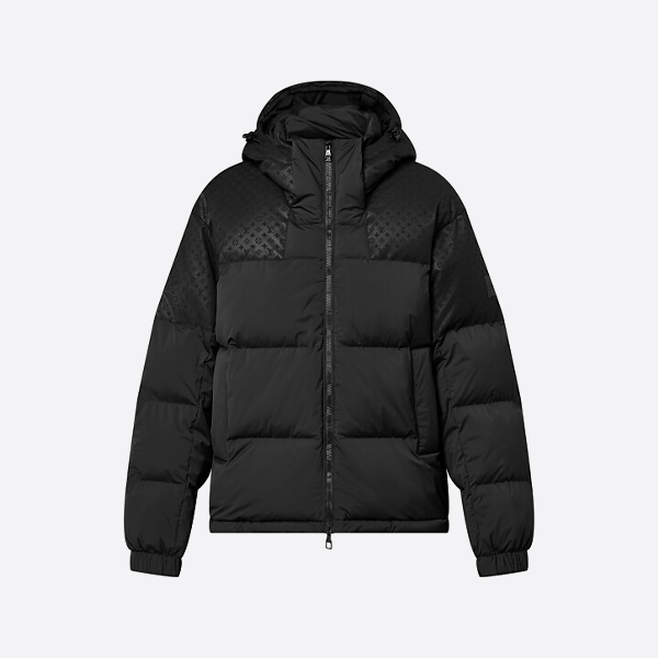 루이비통 3D 자카드 후드 다운 재킷 블랙