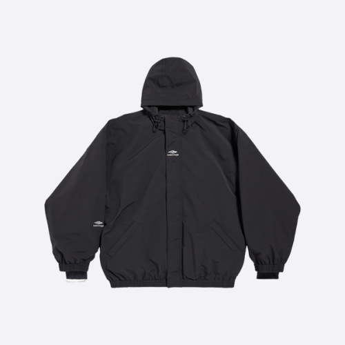 발렌시아가 자수 다운 재킷 블랙