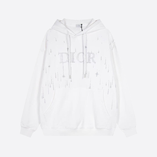 디올 슈팅 스타 자수 레터링 후드 스웨트셔츠