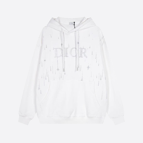 디올 슈팅 스타 자수 레터링 후드 스웨트셔츠