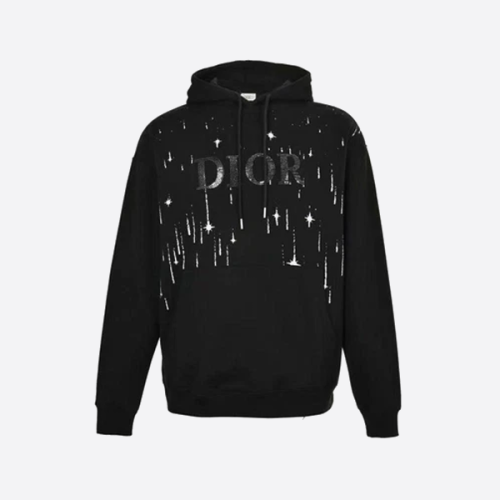 디올 미티어 자수 레터 후드 스웨트셔츠 (블랙)