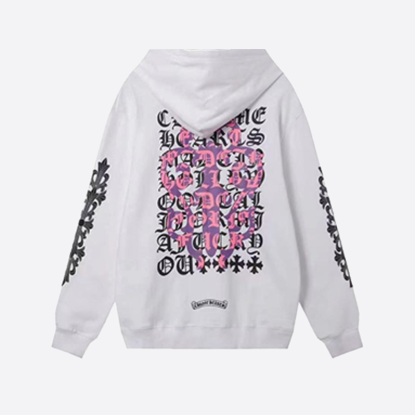크롬하츠 퍼플 소드와 산스크리트 십자가 프린트 후드티