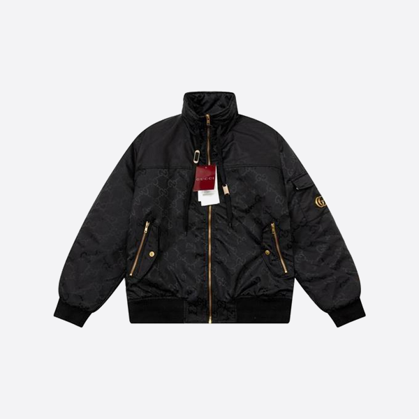 구찌 로고 전면 프린트 집업 코튼 코트