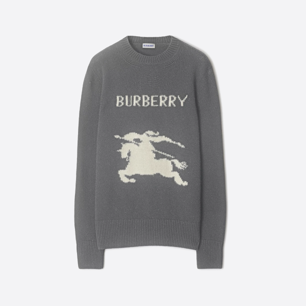 버버리 말 자수 스웨터, 그레이