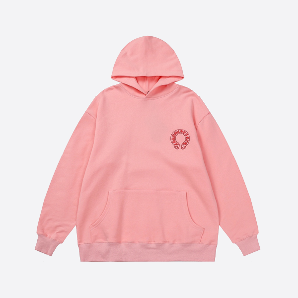 크롬하츠 플리스 안감 후드티, 핑크색