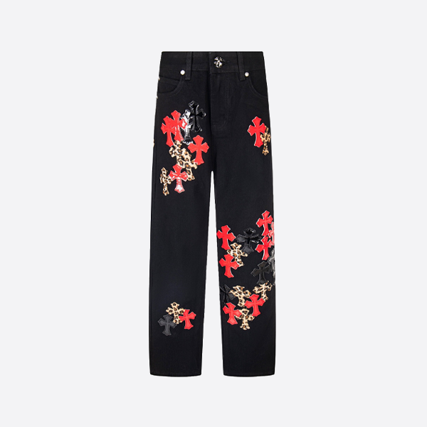 크롬하츠 미러드 플레임 레드 레오파드 프린트 진