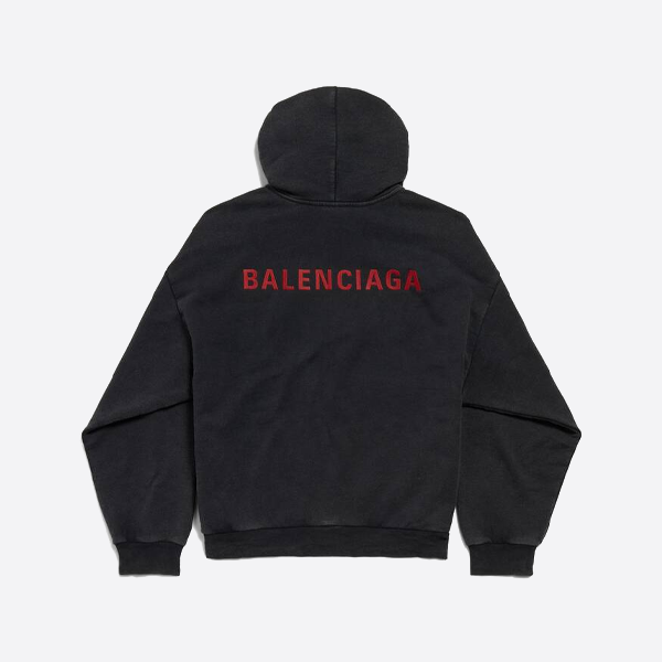 발렌시아가 로고 자수 후드 집업 재킷