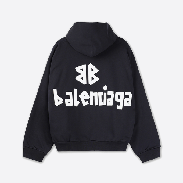 발렌시아가 3D 워셔블 찢어진 후드 스웨트셔츠