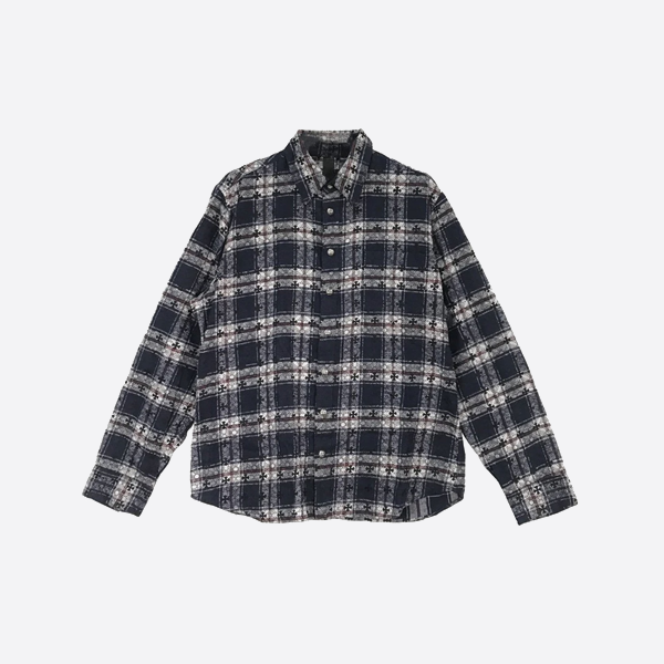 크롬 하츠 로고가 전체적으로 프린트된 빨간색 긴팔 티셔츠