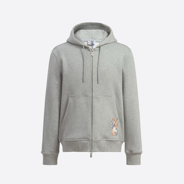 버버리 체크무늬 면 지퍼 후드 스웨트셔츠 재킷